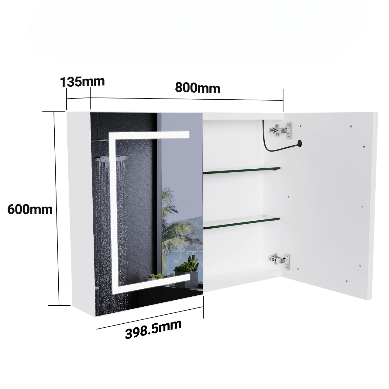 Armoire salle de bain miroir LED avec prises intégrées - Miroirlume