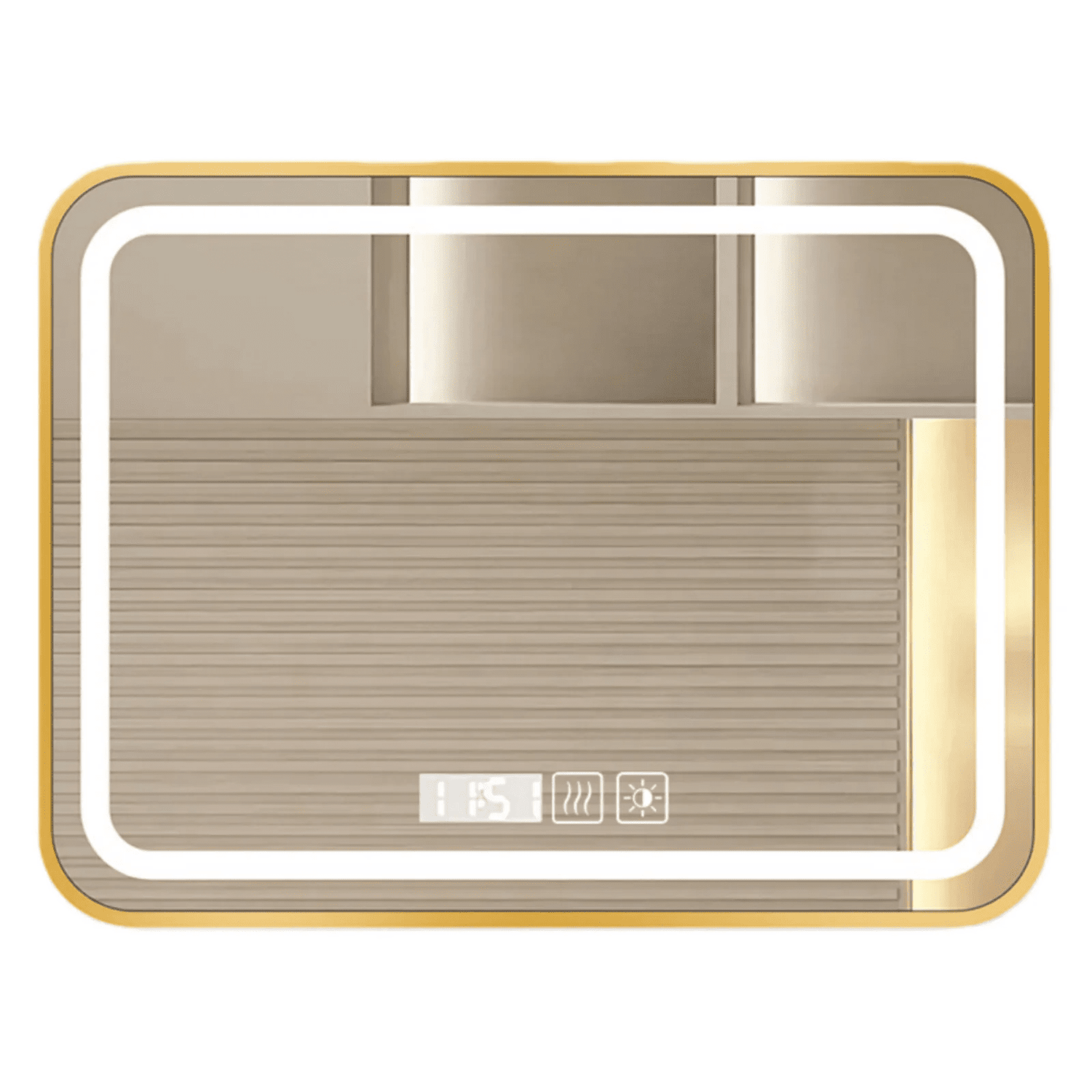 Miroir LED 40x60 cm cadre aluminium doré - Miroirlume