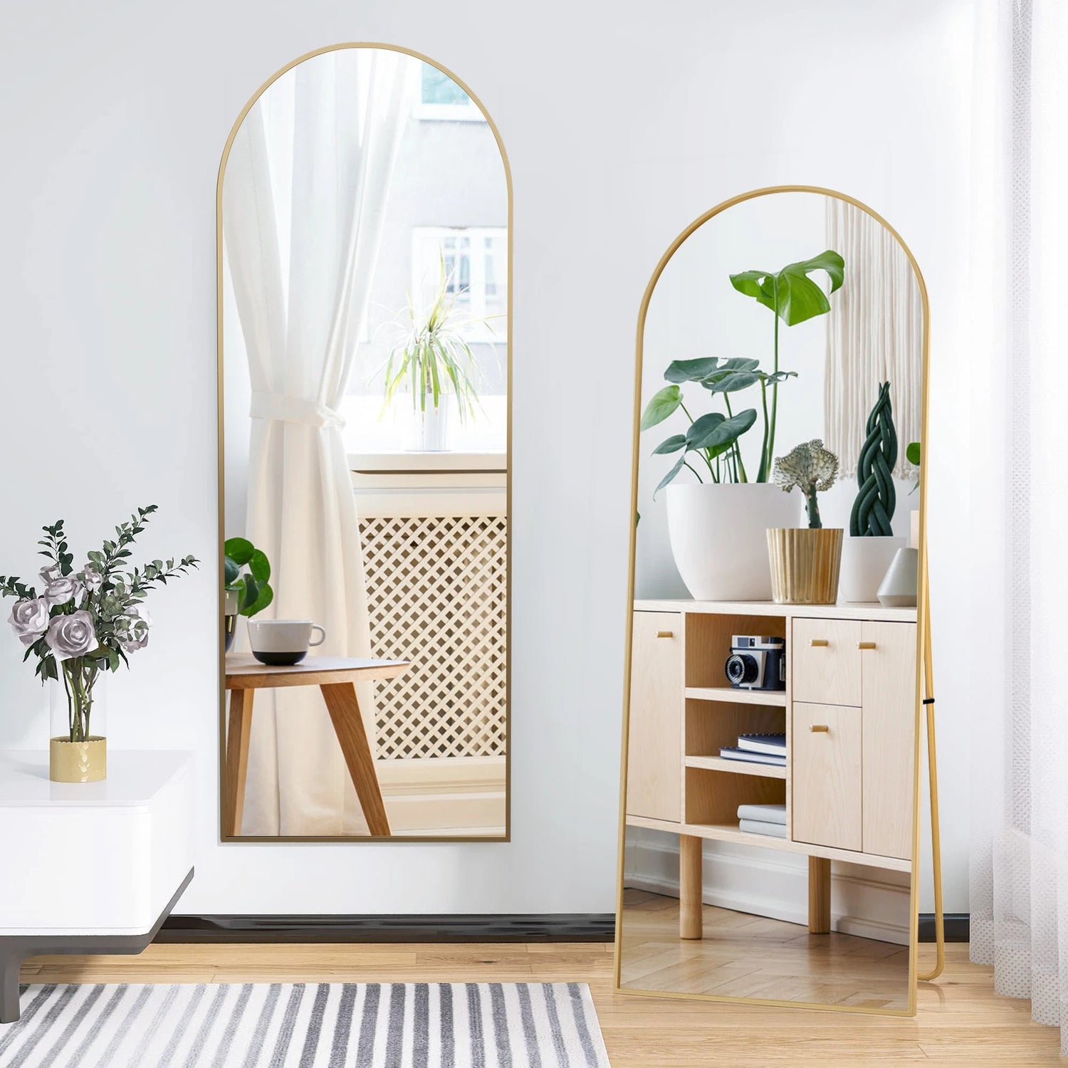 Miroir sur pied plein en aluminium élégant et moderne - Miroirlume