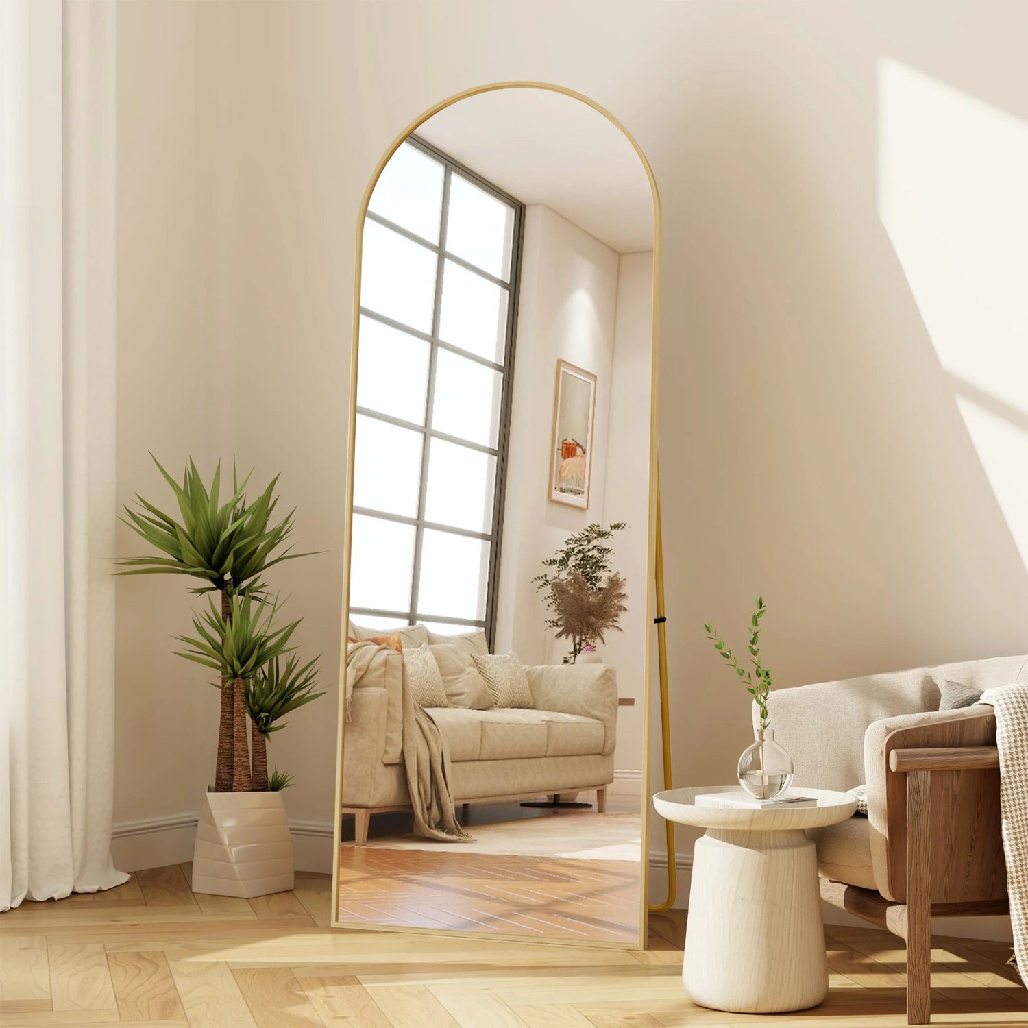 Miroir sur pied plein en aluminium élégant et moderne - Miroirlume