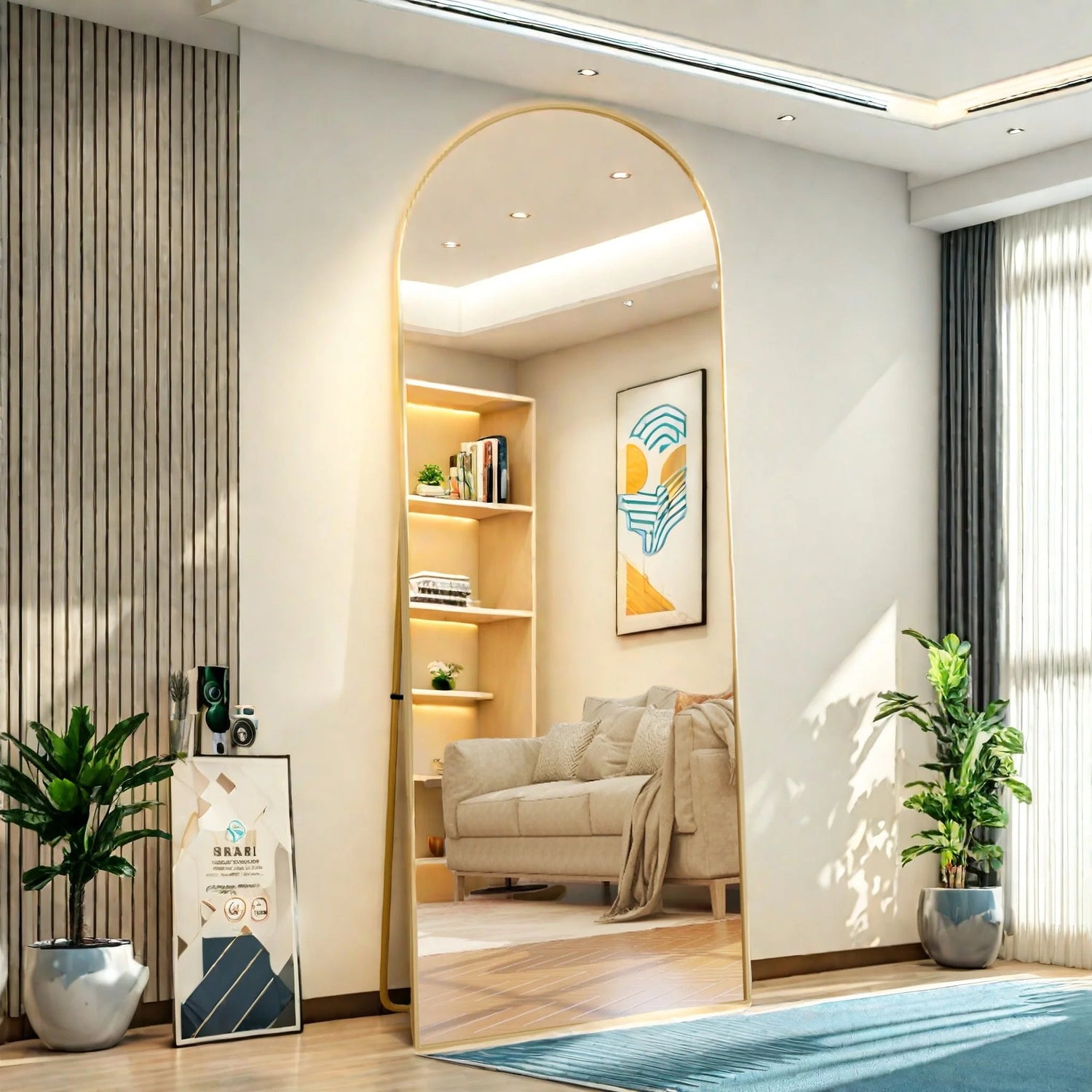 Miroir sur pied plein en aluminium élégant et moderne - Miroirlume