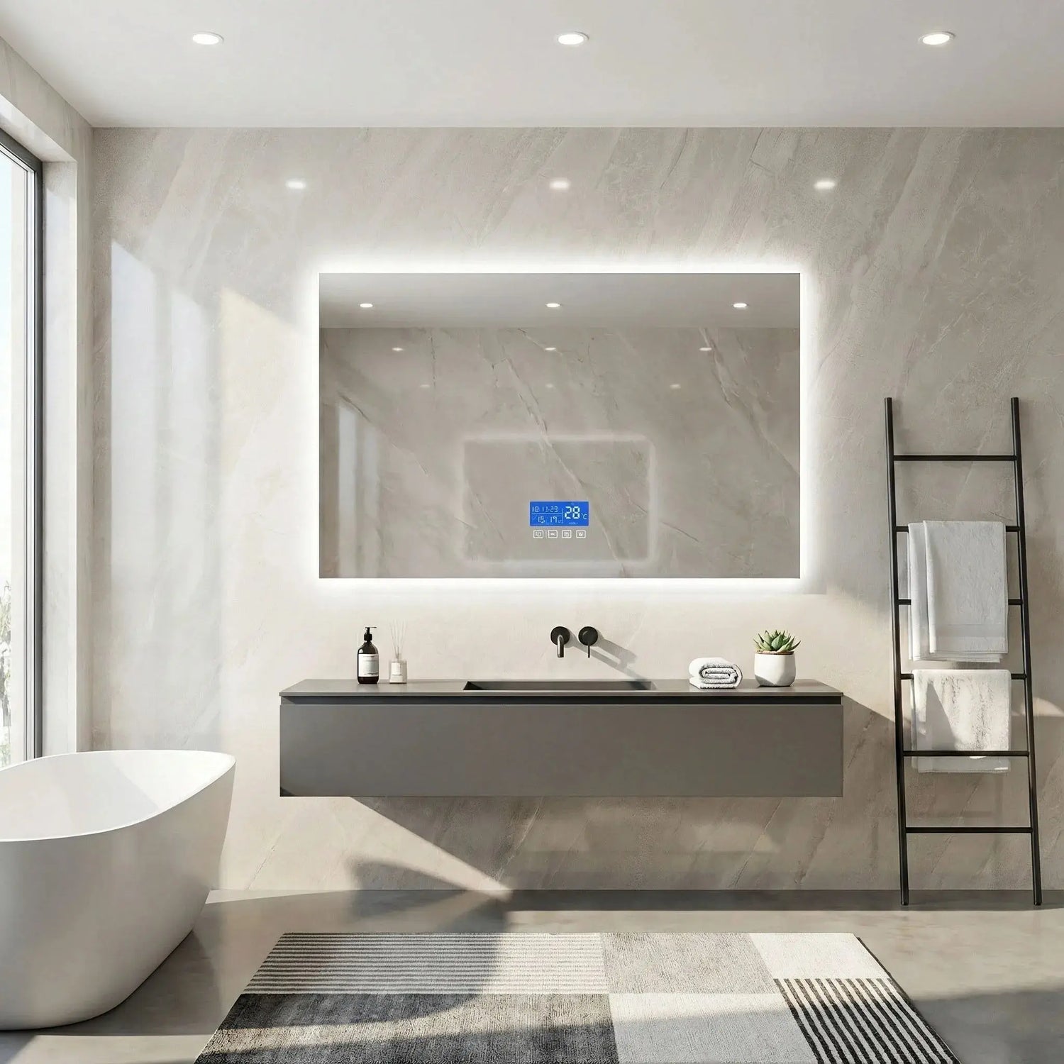 Miroir LED de salle de bain Bluetooth anti - buée - Miroirlume