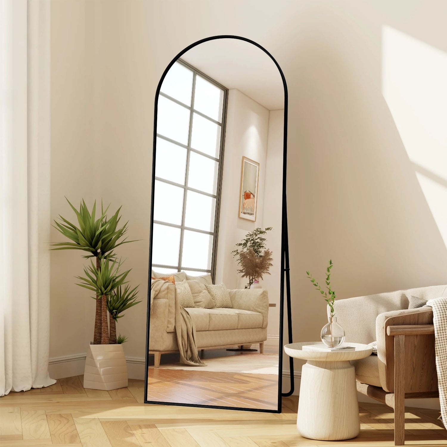 Miroir sur pied plein en aluminium élégant et moderne - Miroirlume