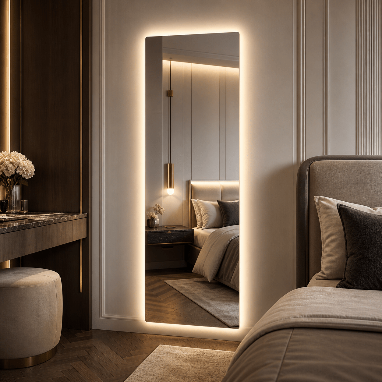 Miroir mural rectangulaire LED sans cadre dimmable