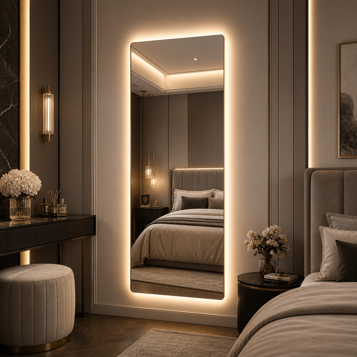 Miroir mural rectangulaire LED sans cadre dimmable