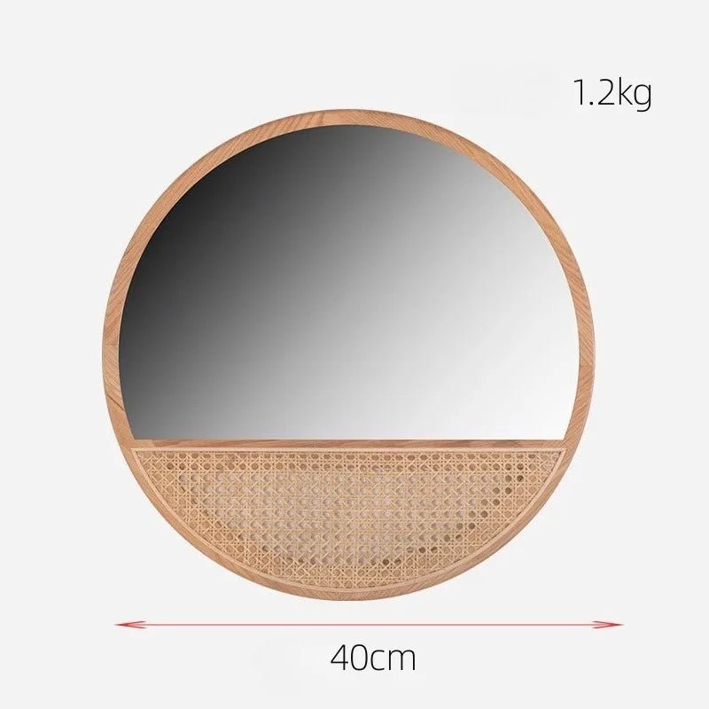 Miroir mural rond en bois style chinois rétro - Miroirlume