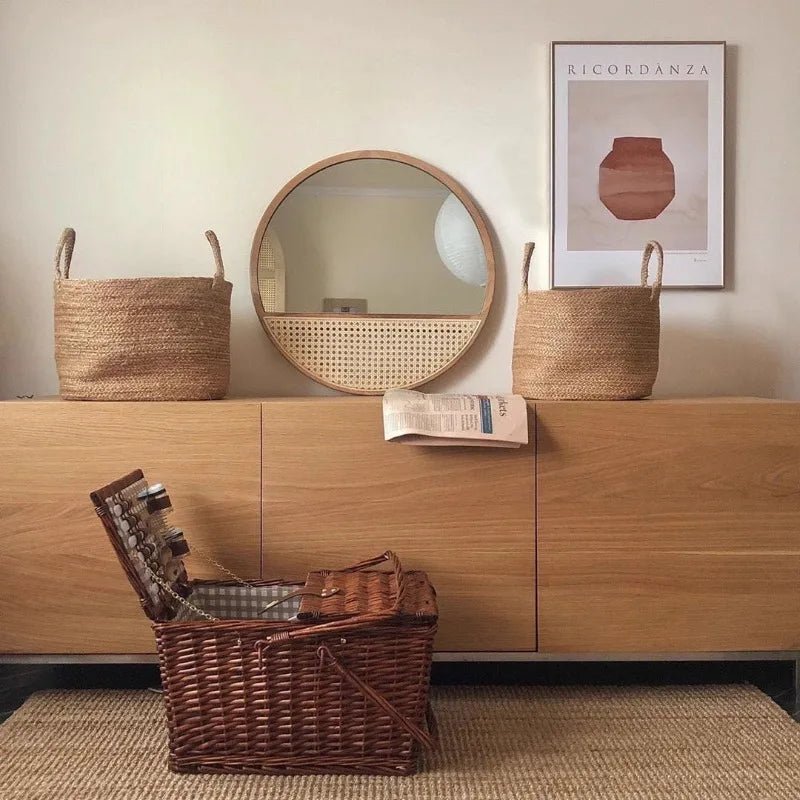 Miroir mural rond en bois style chinois rétro - Miroirlume