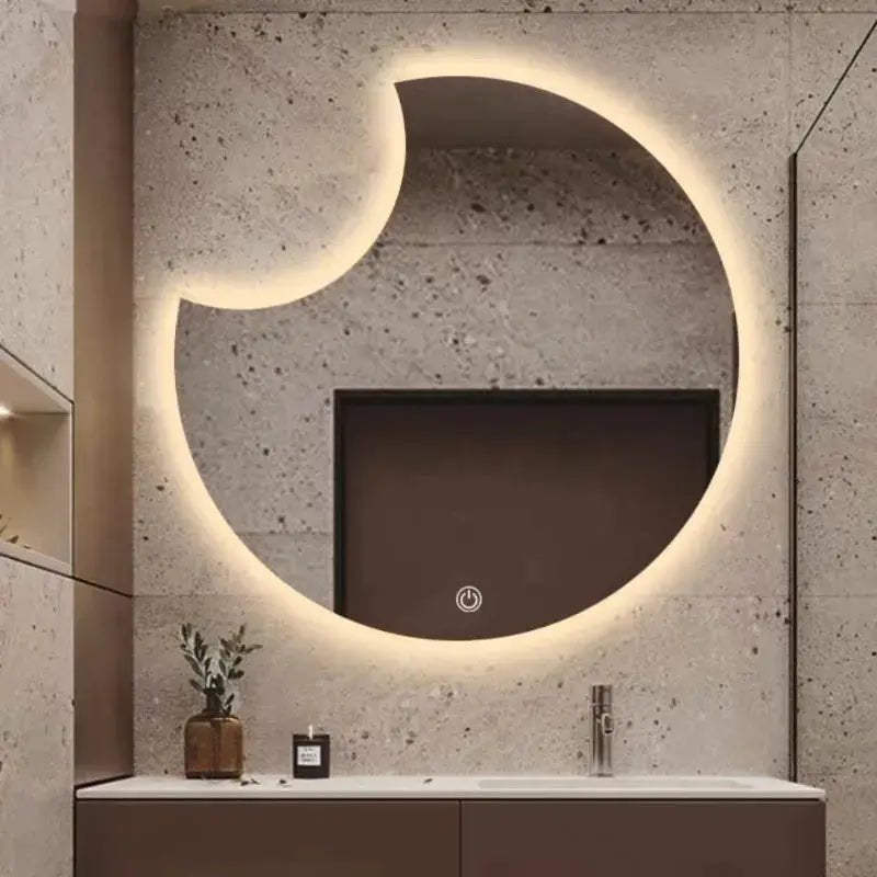 Miroir de maquillage mural LED intelligent rond - Miroirlume