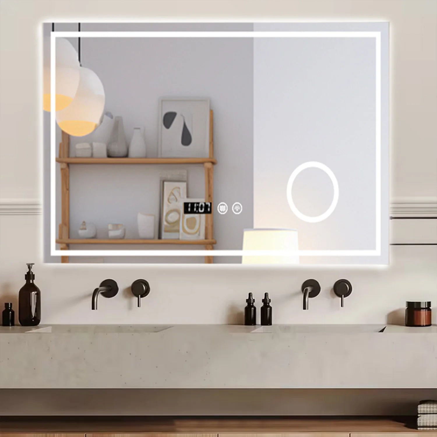 Miroir LED de salle de bain tactile anti - buée USB - Miroirlume