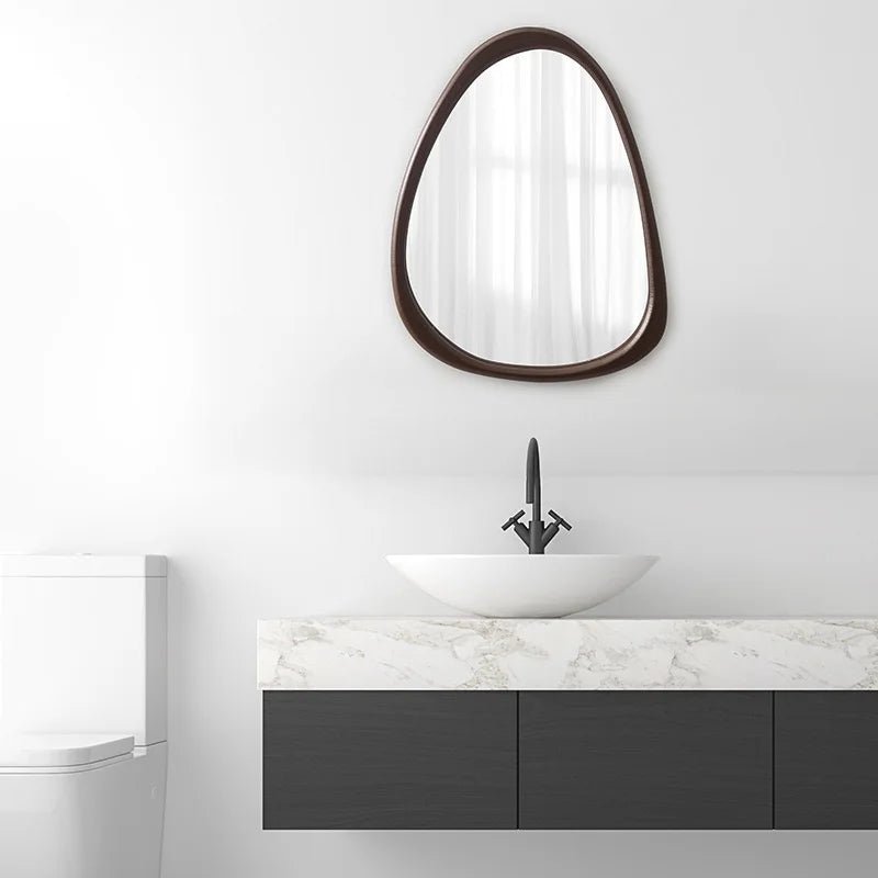  Miroir mural irrégulier bois asymétrique décoratif - Miroirlume