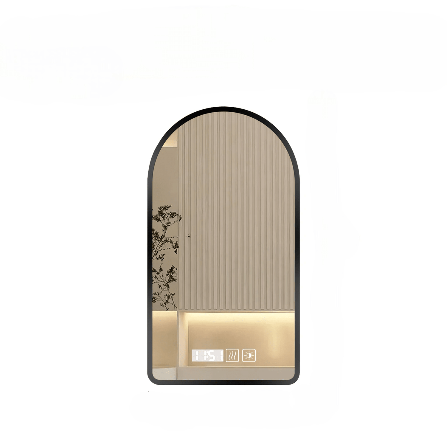 Miroir LED mural anti - buée tactile cadre noir - Miroirlume