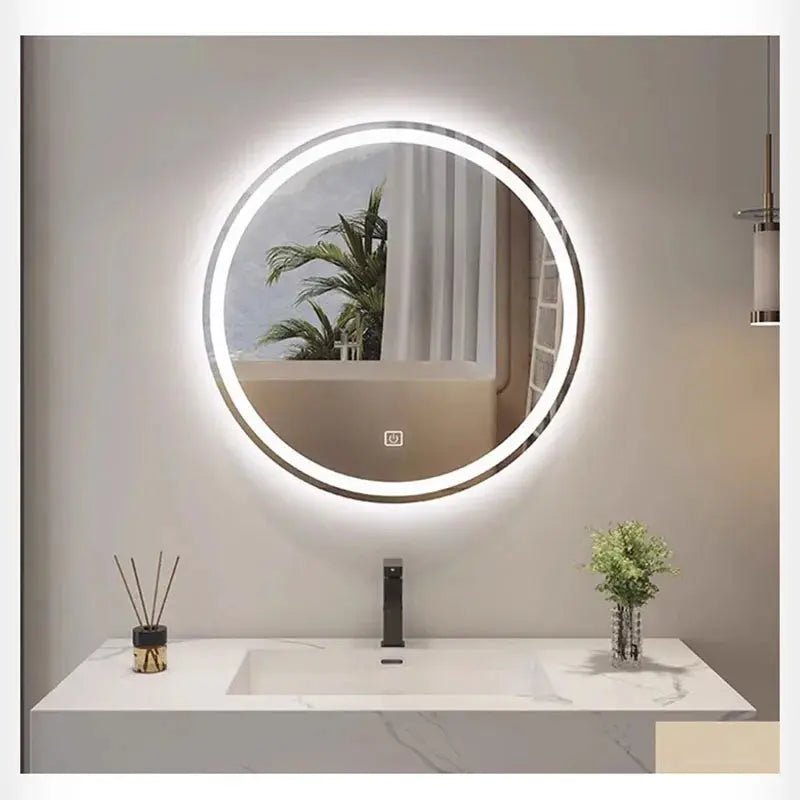 Miroir mural LED nordique rond anti - buée tactile - Miroirlume