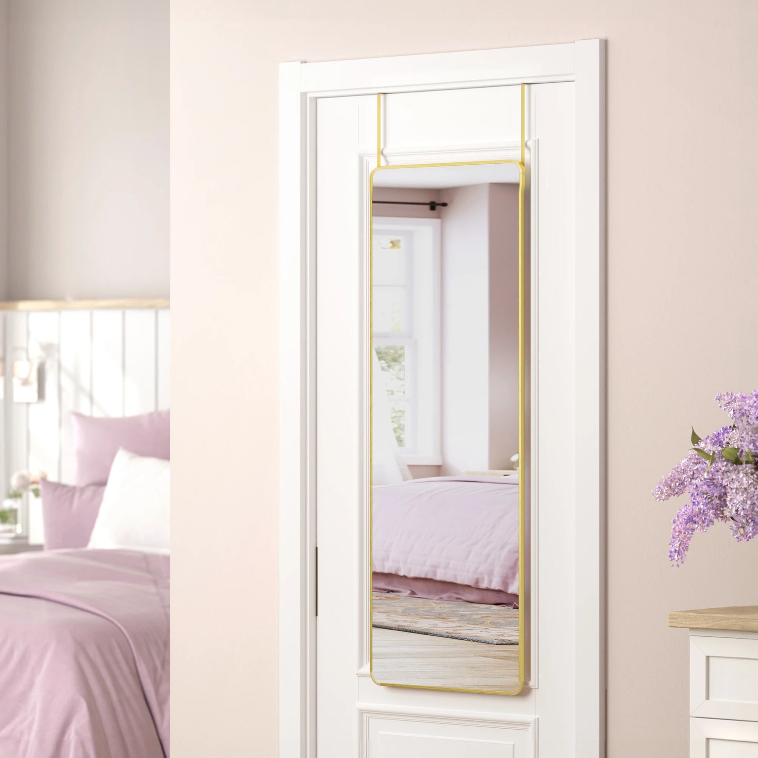 Miroir mural intégral cadre aluminium chambre - Miroirlume