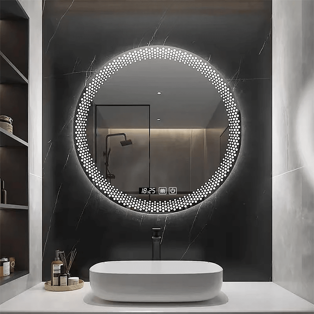 Miroir salle de bain rond éclairé LED intensité variable - Miroirlume