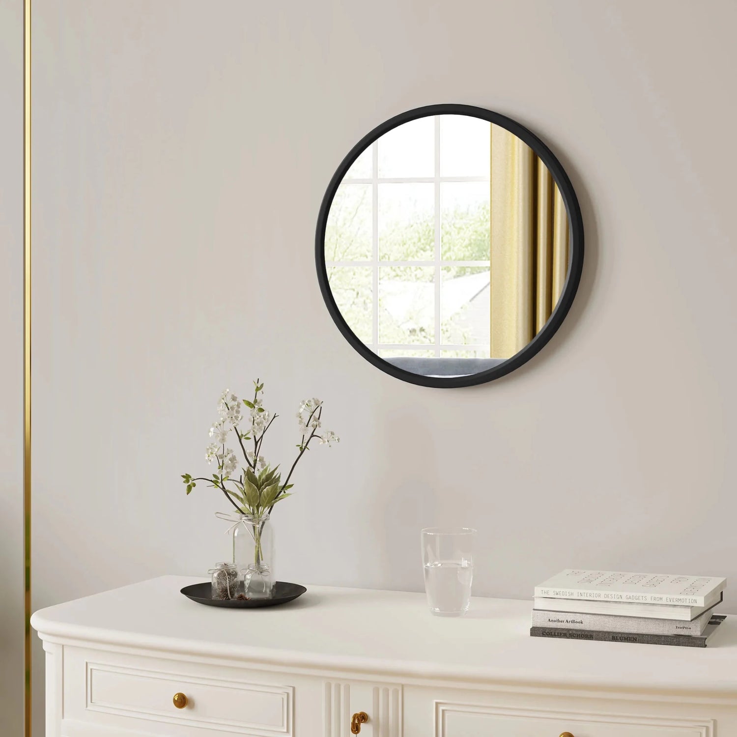 Miroir mural rond cadre doré décor maison - Miroirlume