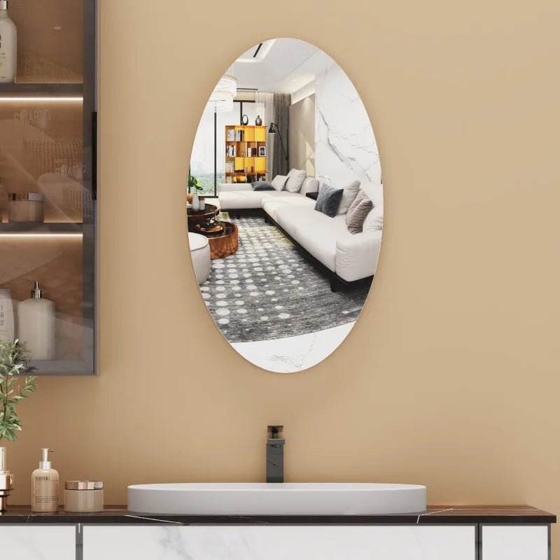 Miroir mural ovale sans cadre élégant - Miroirlume