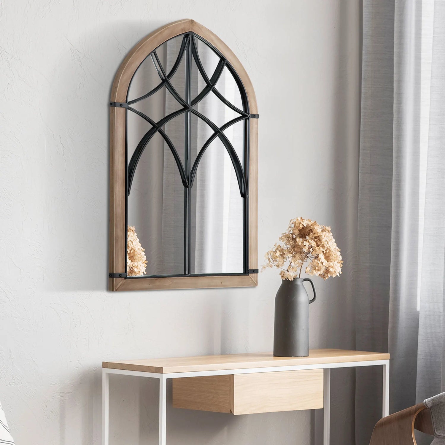Miroir mural vintage bois salon chambre - Miroirlume