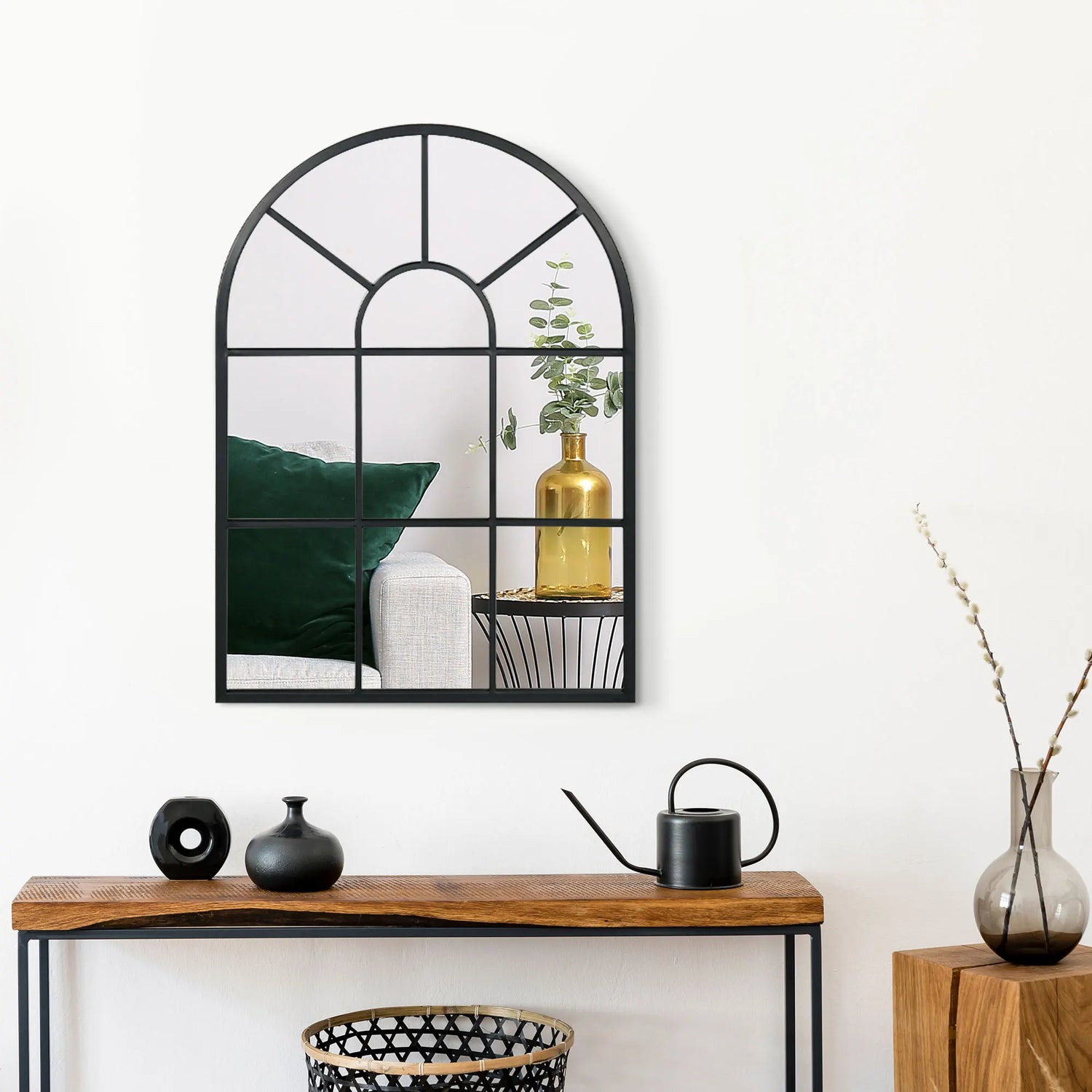 Miroir mural style fenêtre entrée salon déco - Miroirlume