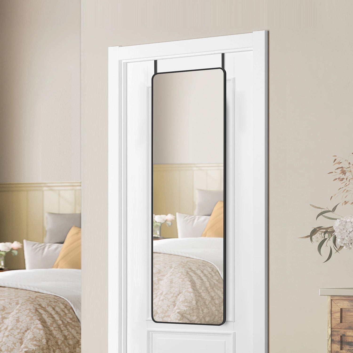 Miroir mural intégral cadre aluminium chambre - Miroirlume