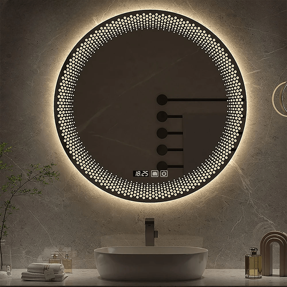 Miroir salle de bain rond éclairé LED intensité variable - Miroirlume