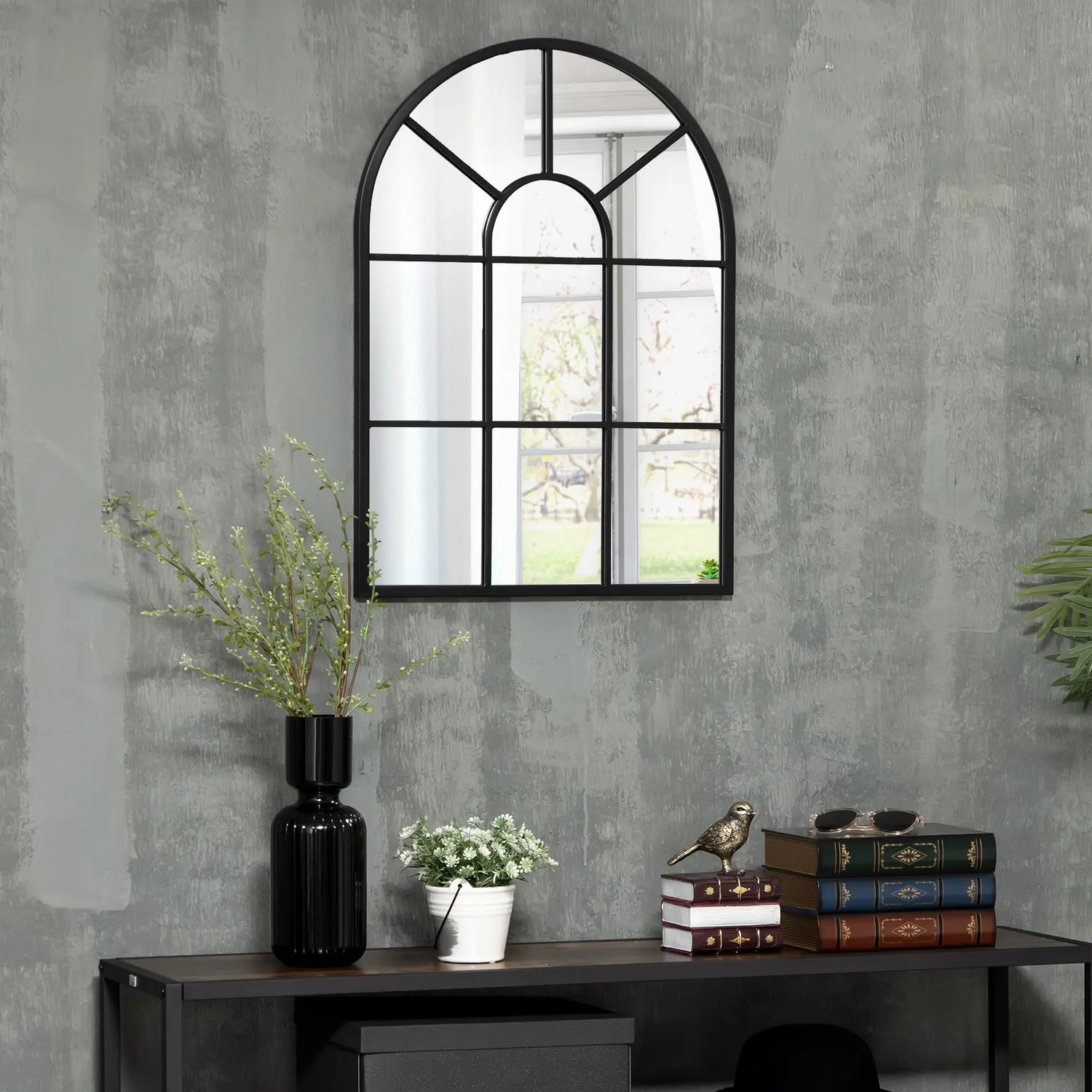Miroir mural style fenêtre entrée salon déco - Miroirlume