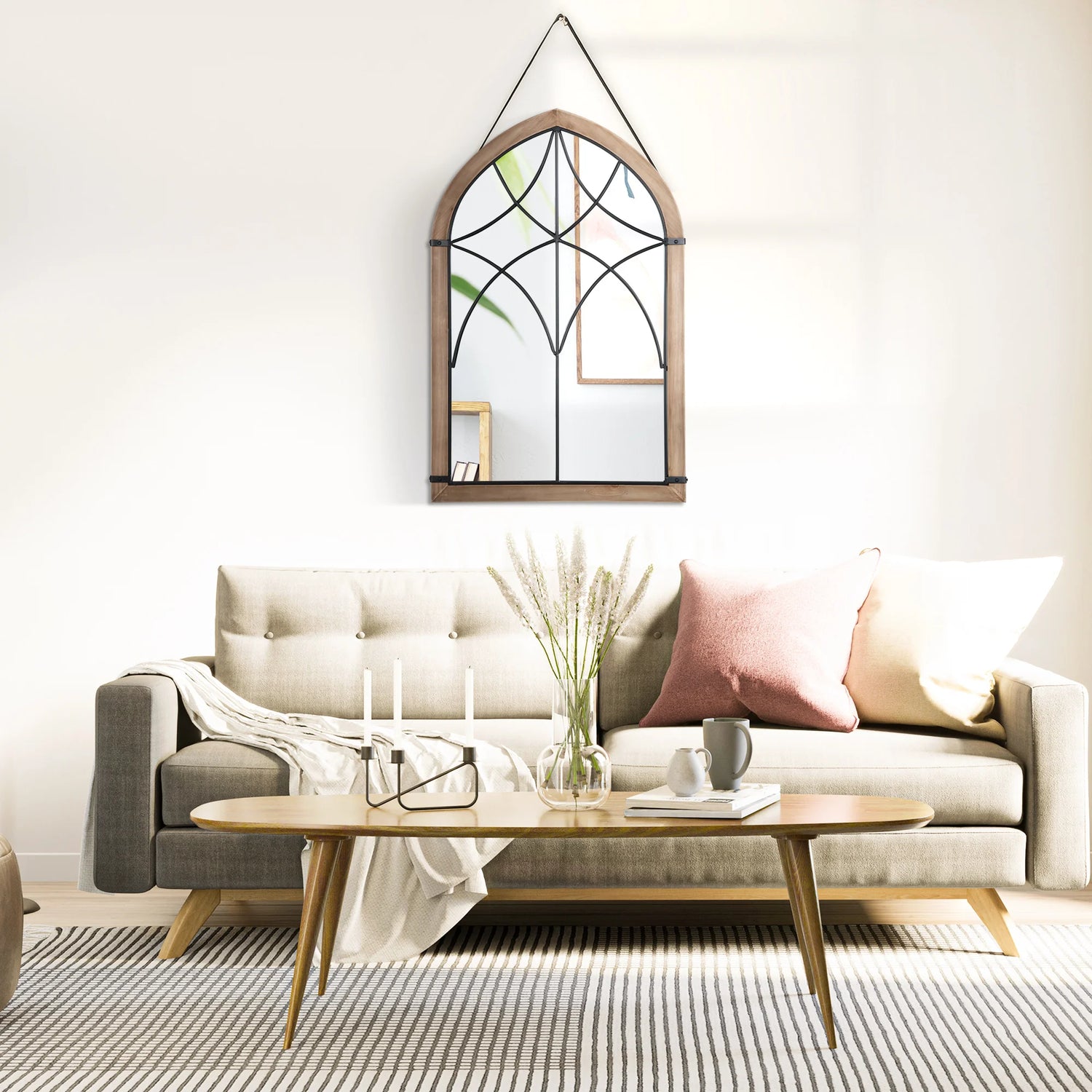 Miroir mural vintage bois salon chambre - Miroirlume