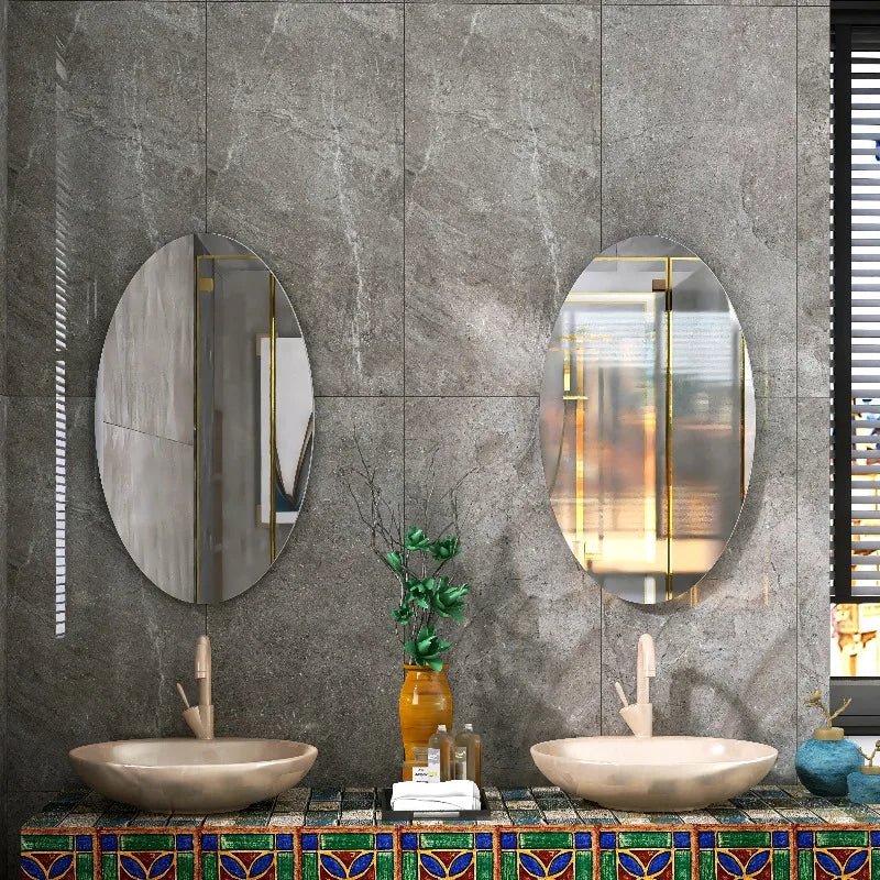 Miroir mural ovale sans cadre élégant - Miroirlume