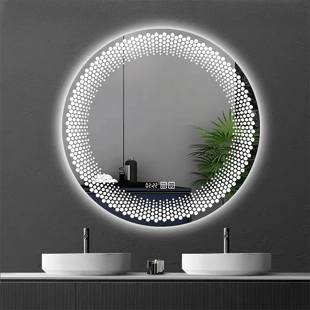 Miroir salle de bain rond éclairé LED intensité variable - Miroirlume
