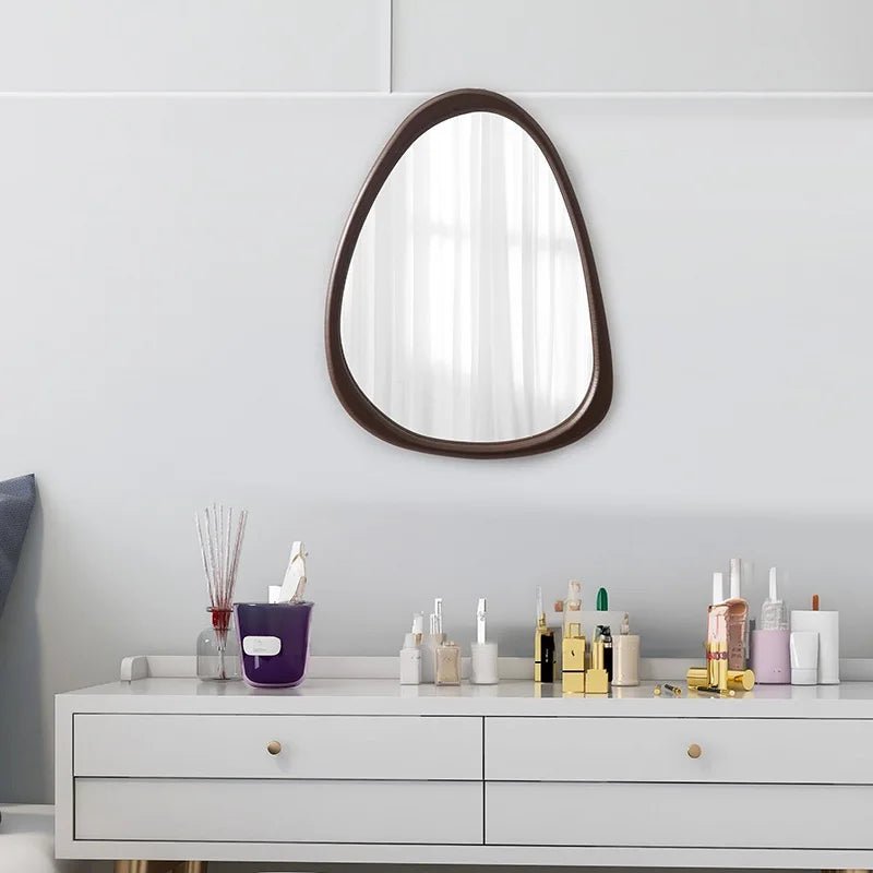  Miroir mural irrégulier bois asymétrique décoratif - Miroirlume